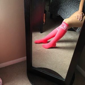 Hot pink high socks. Brand: PINK